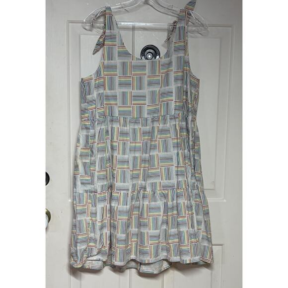 Target Pride Rainbow Striped Gender Inclusive Linen Babydoll Dress Sz L Festival - Picture 6 of 7